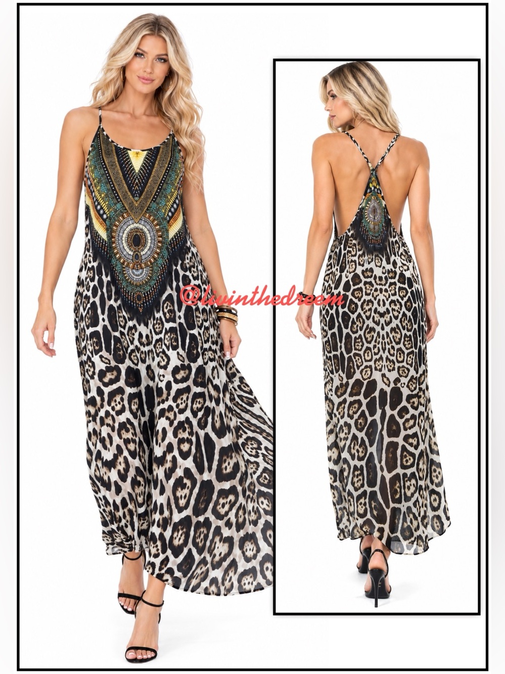 Shahida Parides JAGUAR ANIMAL PRINT STRAPPY MAXI DRESS O/S  $359.00 Retail